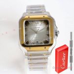 TW Factory Clone Cartier Santos Gradient Grey Dial Two Tone Watch